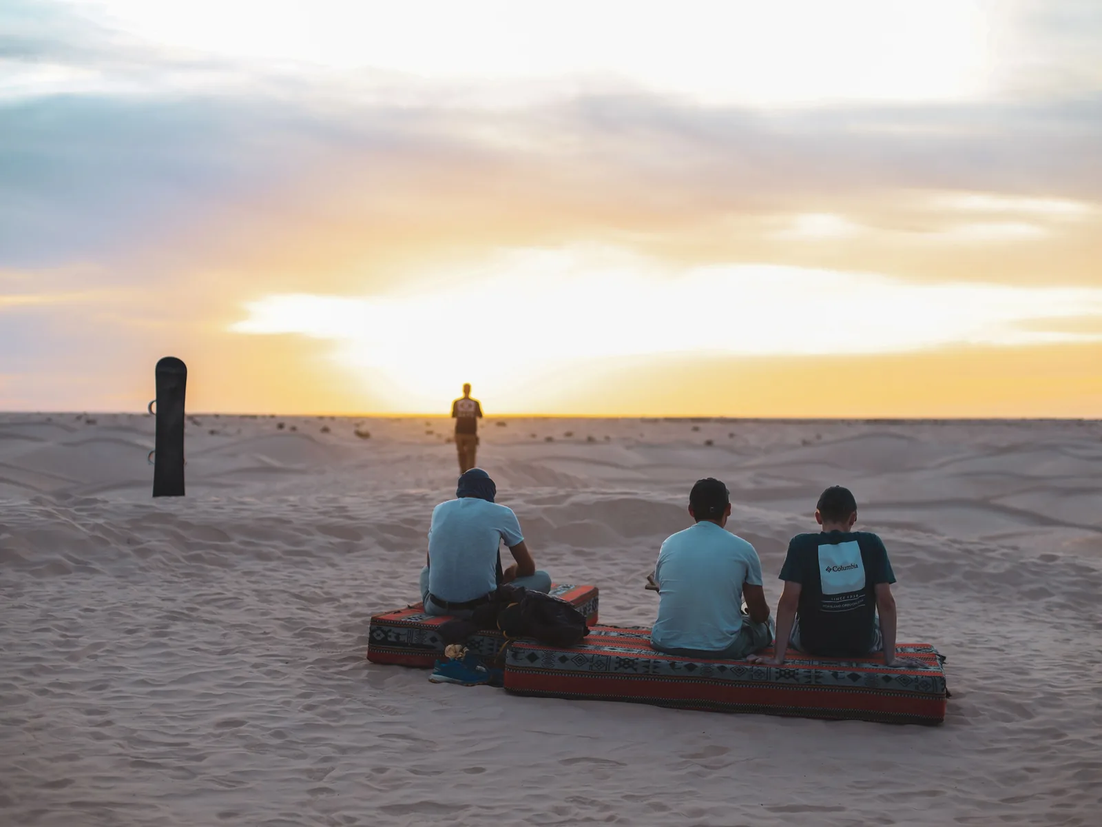 Golden dunes at sunset in the Tunisian Sahara